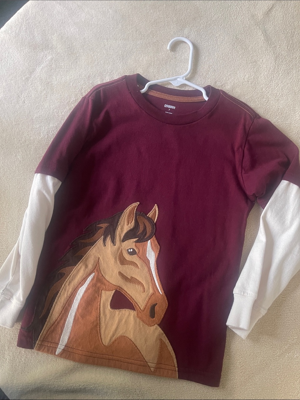 Gymboree Burgundy Long Sleeve Top with Horse Graphic